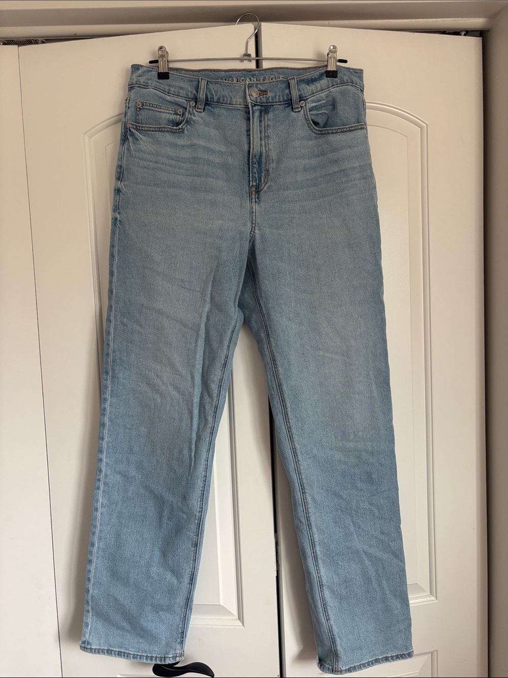 American Eagle Outfitters Light Blue High Rise Straight Leg Jeans